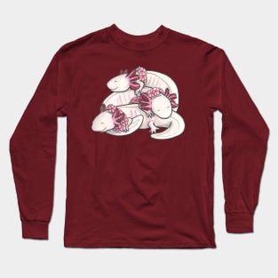 Sleeping axolotl pile Long Sleeve T-Shirt